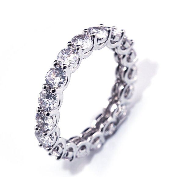 Hot Shiny Round Zircon Full Around Inlaid Silver Ring for Women, VIP443 - Picture 1 of 5